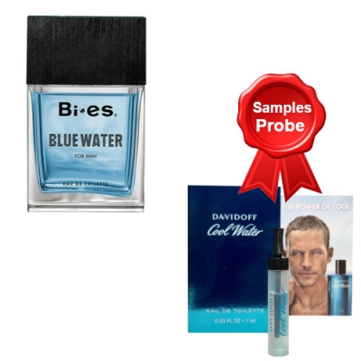 Bi-Es Blue Water Men 100 ml + Perfume Sample Spray Davidoff Cool Water Men
