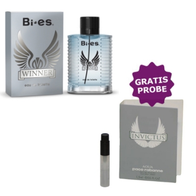 Bi-Es Winner 100 ml + Perfume Sample Spray Paco Rabanne Invictus