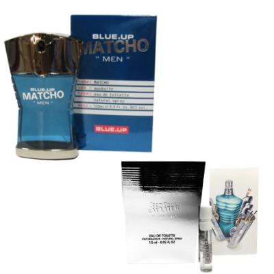 Blue Up Matcho Men 100 ml + Perfume Sample Spray Jean Paul Gaultier Le Male