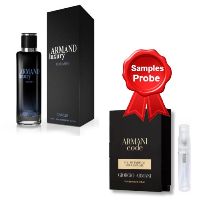 Chatler Armand Luxury Black Men 100 ml + Perfume Sample Spray Armani Code Men