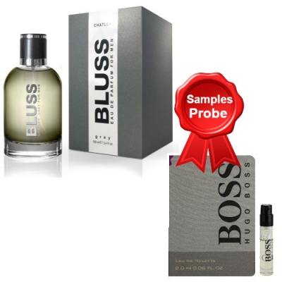 Chatler Bluss Grey Men 100 ml + Perfume Sample Spray Hugo Boss Bottled