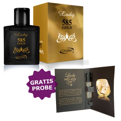 Chatler 585 Gold Lady 100 ml + Perfume Sample Spray Paco Rabanne Lady Million