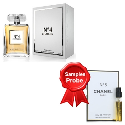 Chatler No. 4 EDP 100 ml + Perfume Sample Spray Chanel No. 5