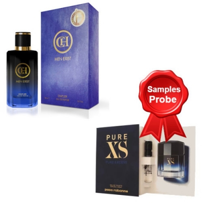 Chatler CH Men Exist 100 ml + Perfume Sample Spray Paco Rabane Pure XS Homme