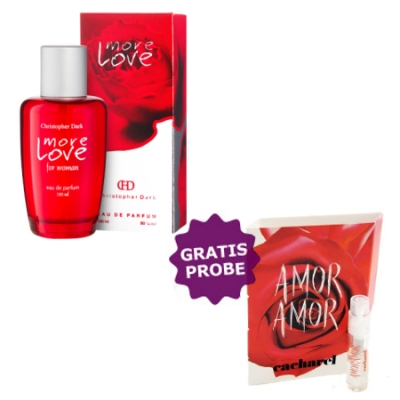 Christopher Dark More Love 100 ml + Perfume Sample Spray Cacharel Amor