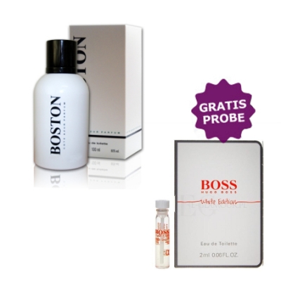 Cote Azur Boston White Man 100 ml + Perfume Sample Spray Hugo Boss In Motion White