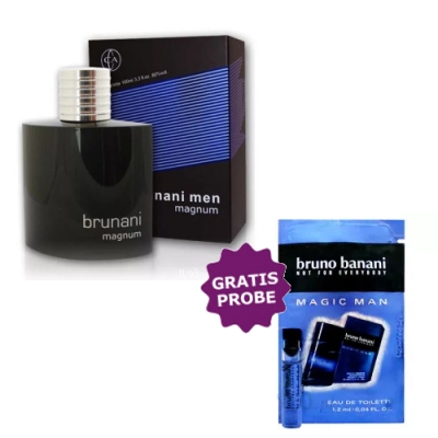Cote Azur Brunani Magnum 100 ml + Perfume Sample Spray Bruno Banani Magic Man