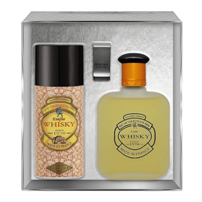 Evaflor Whisky - Set for Men, Eau de Toilette 100 ml, deodorant 150 ml, Money Clip