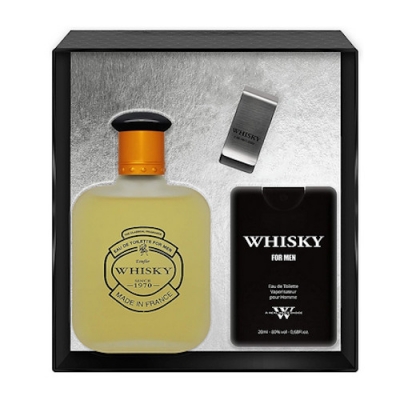 Evaflor Whisky - Set for Men, Eau de Toilette 100 ml, Eau de Toilette 20 ml, Money Clip