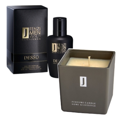 JFenzi Desso Gold Gentleman - Promotional Set, Eau de Parfum for Men, Natural Soy Candle