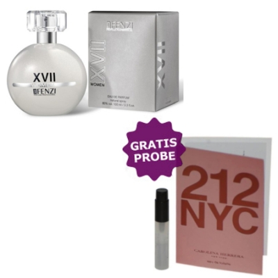 JFenzi XVII Women 100 ml + Perfume Sample Spray Carolina Herrera 212 NYC Woman