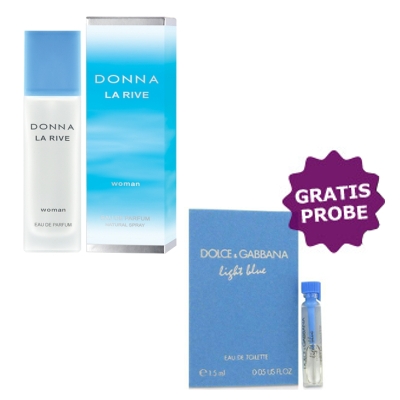 La Rive Donna 90 ml + Perfume Sample Spray D&G Light Blue Femme
