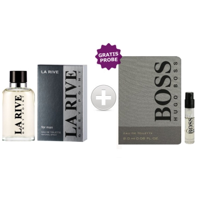 La Rive Grey Point 100 ml + Perfume Sample Spray Hugo Boss Bottled