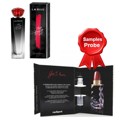 La Rive My Only Wish 100 ml + Perfume Sample Cacharel Yes I Am