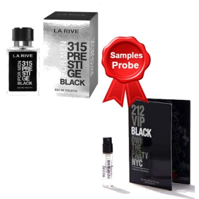 La Rive 315 Prestige Black 100 ml + Perfume Sample Spray Carolina Herrera 212 VIP Black Men