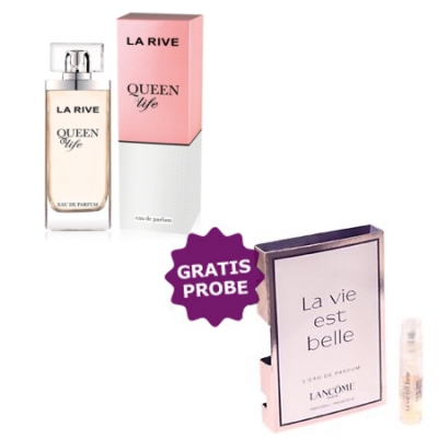 La Rive Queen of Life 75 ml + Perfume Sample Spray Lancome La Vie Est Belle