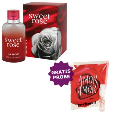 La Rive Sweet Rose 90 ml + Perfume Sample Spray Cacharel Amor