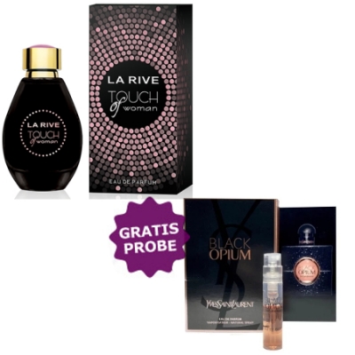 La Rive Touch Woman 90 ml + Perfume Sample Spray Yves Saint Laurent Opium Black