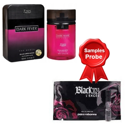 Lamis Dark Fever Woman de Luxe 100 ml + Perfume Sample Paco Rabane Black XS L' Exces