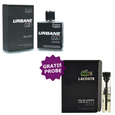 Lamis Urbane UB Black 100 ml + Perfume Sample Spray Lacoste L.12.12 Noir
