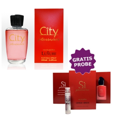 Luxure City Pleasures, 100 ml + Perfume Sample Spray Giorgio Armani Si Passione