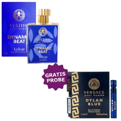 Luxure Vestito Dynamic Beat 100 ml + Perfume Sample Spray Versace Dylan Blue Homme