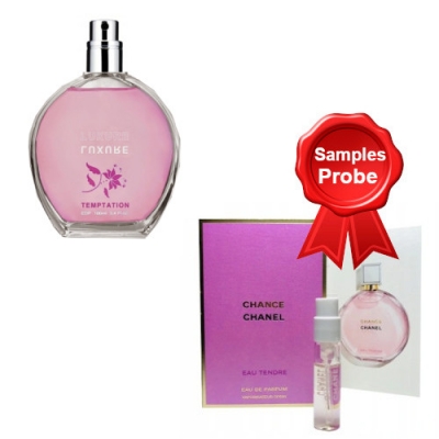 Luxure Temptation 100 ml + Perfume Sample Spray Chanel Chance Eau Tendre