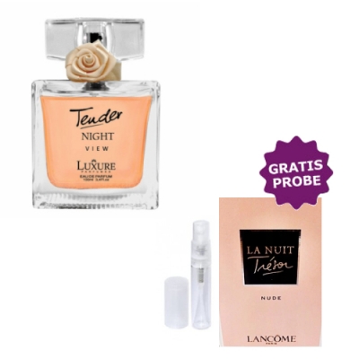 Luxure Tender Night View 100 ml + Perfume Sample Spray Lancome Tresor La Nuit Nude