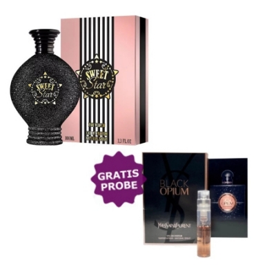 New Brand Sweet Star 100 ml + Perfume Sample Spray Yves Saint Laurent Opium Black