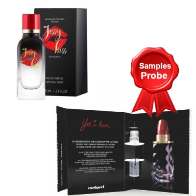 New Brand Jessy Kiss 100 ml + Perfume Sample Cacharel Yes I Am