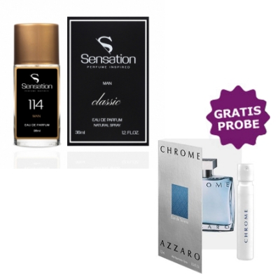 Sensation No.114, 36 ml + Perfume Sample Spray Azzaro Chrome