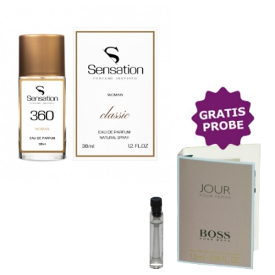 Sensation No.360, 36 ml, + Perfume Sample Spray Hugo Boss Jour Femme