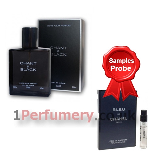 Cote Azur Chant & Black Men 100 ml + Perfume Sample Spray Chanel Bleu de  Chanel