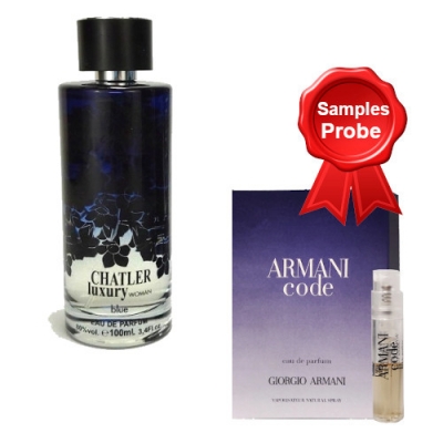 Chatler Luxury Black Woman - Eau de Parfum for Women 100 ml, Sample  Armani Code Woman EDP 1,2 ml