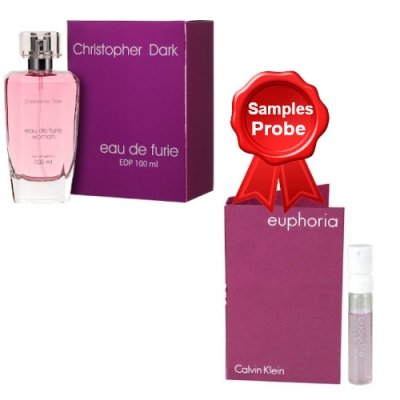 Christopher Dark Eau De Furie - Eau de Parfum for Women 100 ml, Sample Calvin Klein Euphoria 1,2 ml
