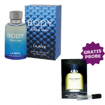 La Rive Body Like 90 ml + Perfume Sample Spray Dolce Gabbana Light Blue Homme